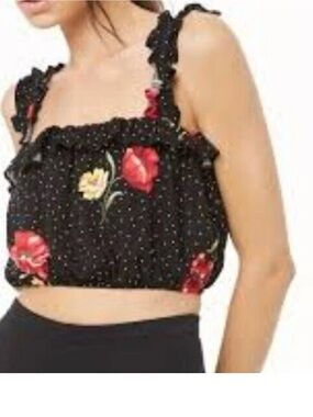 FOREVER 21 Boho Y2K Floral Ruffle Crop Top